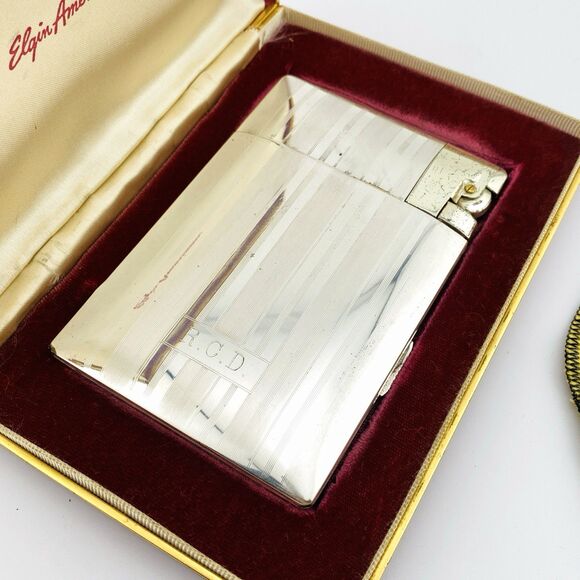 Elgin America Lite-o-matic Magic Action Cigarette Case In Original Box c1948 MCM - Picture 3 of 8